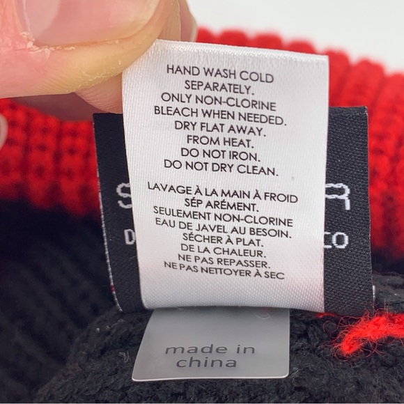 Spyder NWT Mens' Black and Res Colorblock Knit Beanie, OS - Picture 12 of 12